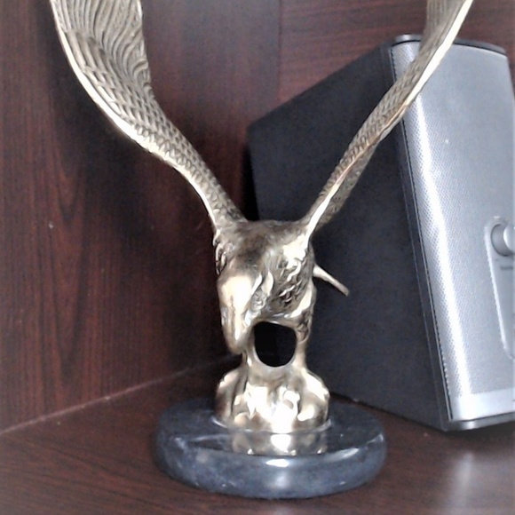 Vintage Solid Brass Eagle on Marble Base